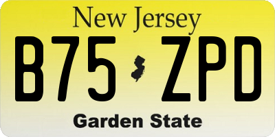NJ license plate B75ZPD