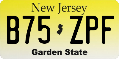 NJ license plate B75ZPF