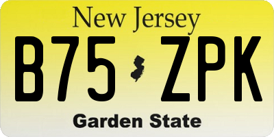 NJ license plate B75ZPK