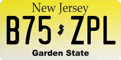 NJ license plate B75ZPL
