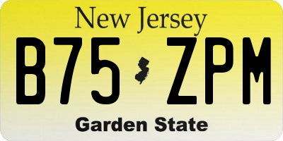NJ license plate B75ZPM
