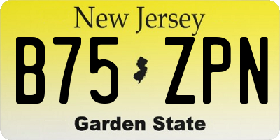 NJ license plate B75ZPN