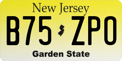 NJ license plate B75ZPO
