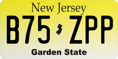 NJ license plate B75ZPP