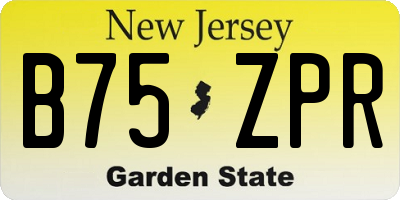 NJ license plate B75ZPR