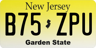 NJ license plate B75ZPU