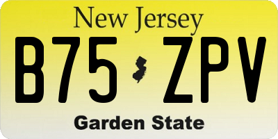NJ license plate B75ZPV