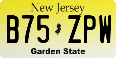 NJ license plate B75ZPW