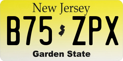 NJ license plate B75ZPX