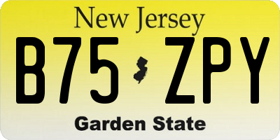 NJ license plate B75ZPY