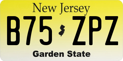NJ license plate B75ZPZ