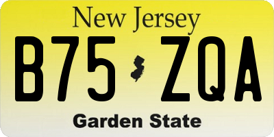 NJ license plate B75ZQA