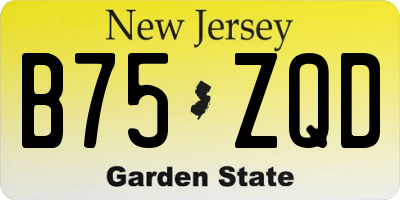 NJ license plate B75ZQD