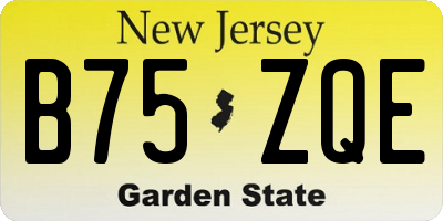 NJ license plate B75ZQE