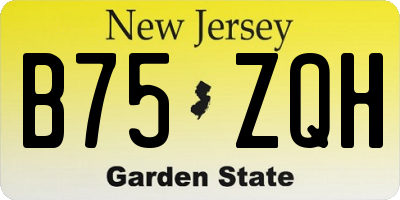 NJ license plate B75ZQH