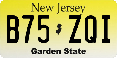 NJ license plate B75ZQI