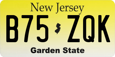 NJ license plate B75ZQK