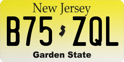 NJ license plate B75ZQL