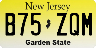 NJ license plate B75ZQM