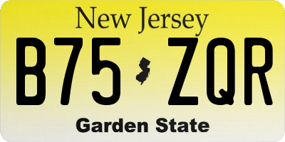 NJ license plate B75ZQR