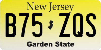 NJ license plate B75ZQS