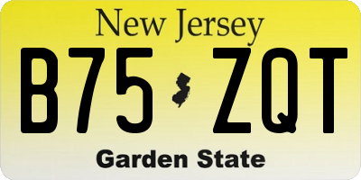 NJ license plate B75ZQT