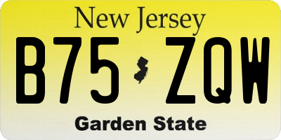 NJ license plate B75ZQW