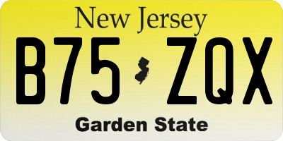 NJ license plate B75ZQX
