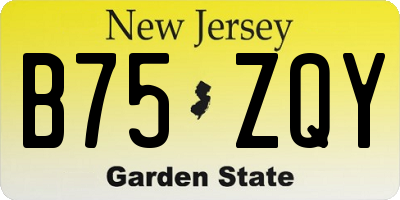 NJ license plate B75ZQY