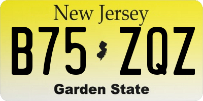 NJ license plate B75ZQZ