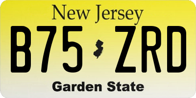 NJ license plate B75ZRD