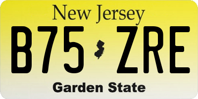 NJ license plate B75ZRE