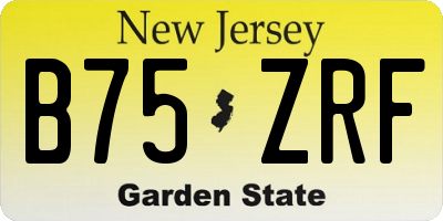 NJ license plate B75ZRF