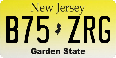 NJ license plate B75ZRG