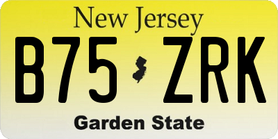 NJ license plate B75ZRK