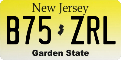 NJ license plate B75ZRL