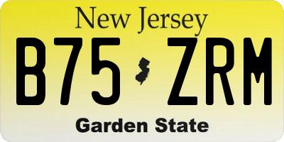 NJ license plate B75ZRM
