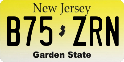 NJ license plate B75ZRN