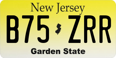 NJ license plate B75ZRR