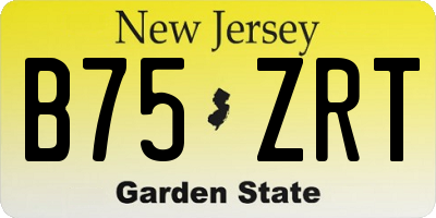 NJ license plate B75ZRT