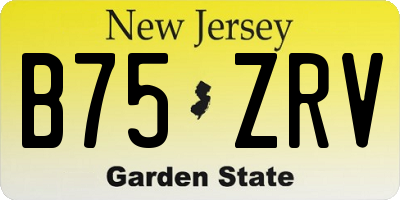 NJ license plate B75ZRV