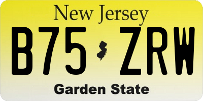 NJ license plate B75ZRW