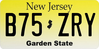 NJ license plate B75ZRY
