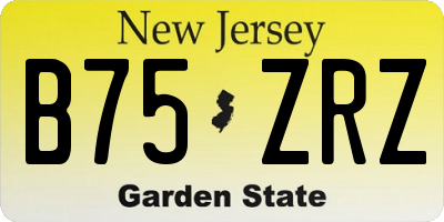 NJ license plate B75ZRZ