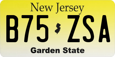 NJ license plate B75ZSA