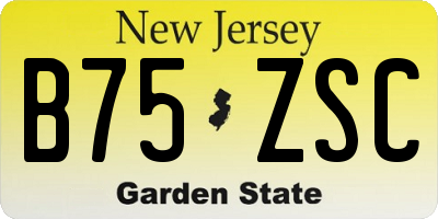 NJ license plate B75ZSC