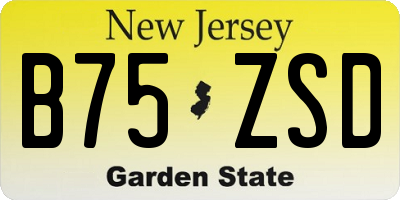 NJ license plate B75ZSD