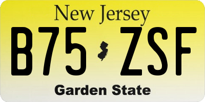 NJ license plate B75ZSF