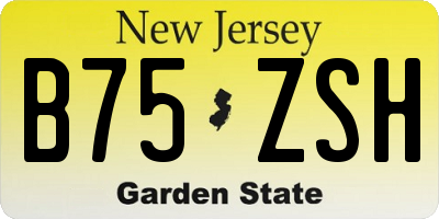 NJ license plate B75ZSH