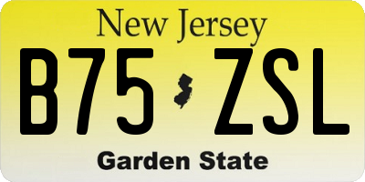 NJ license plate B75ZSL